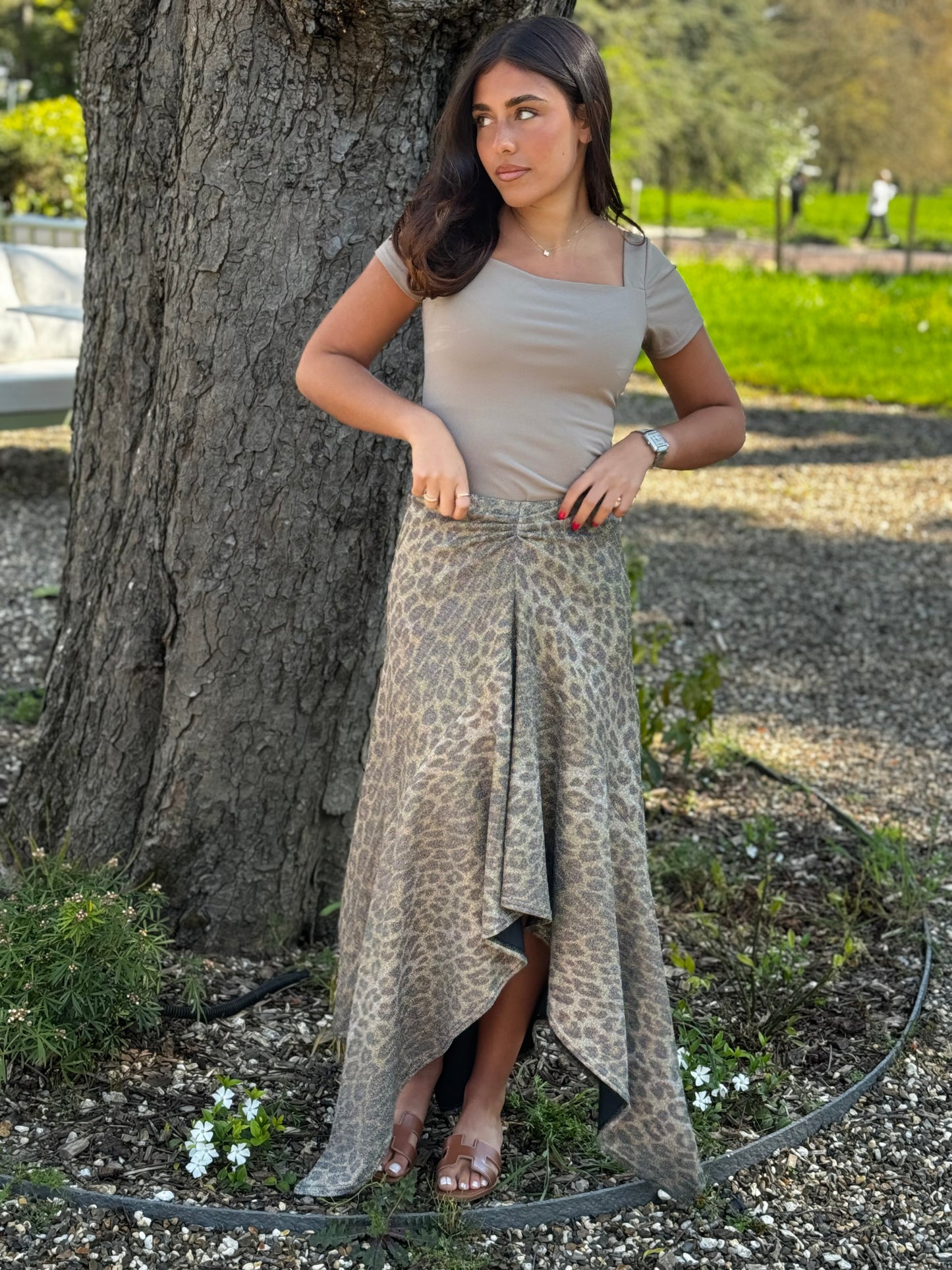 Jupe longue léopard pailletée