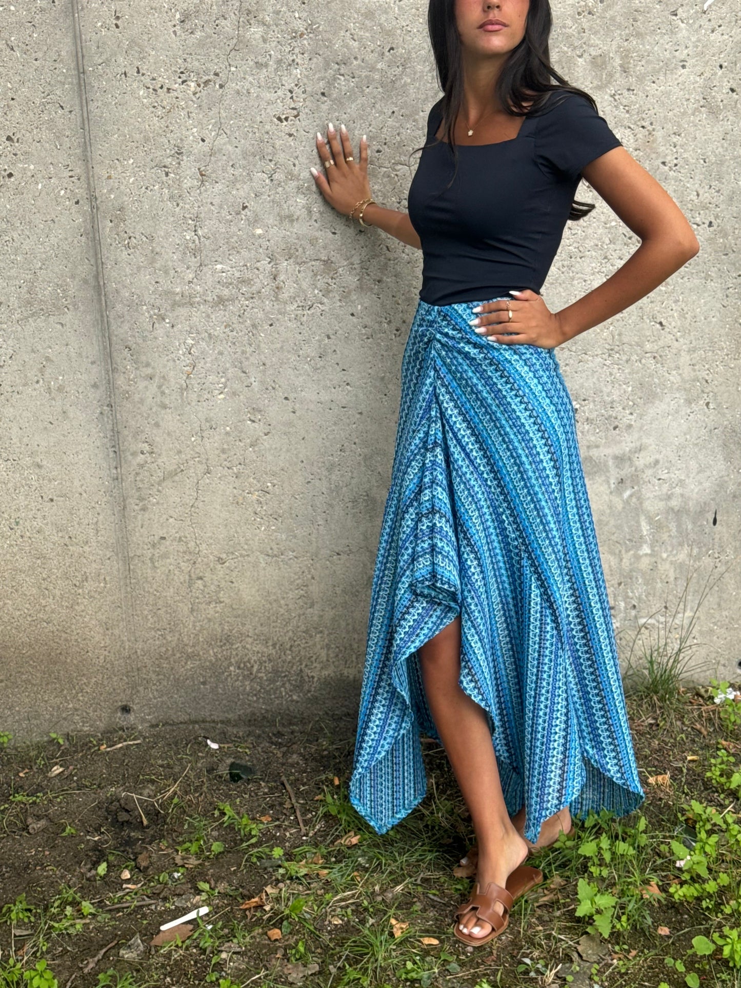 Jupe crochet bleu clair