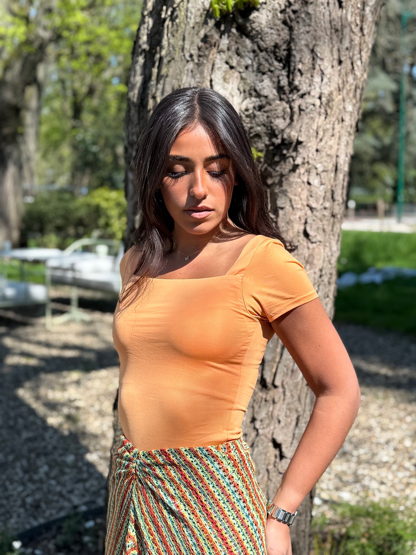 Body manche courte orange