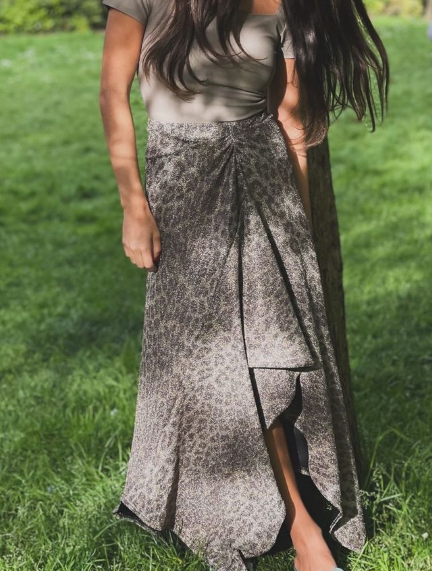 Jupe longue léopard pailletée