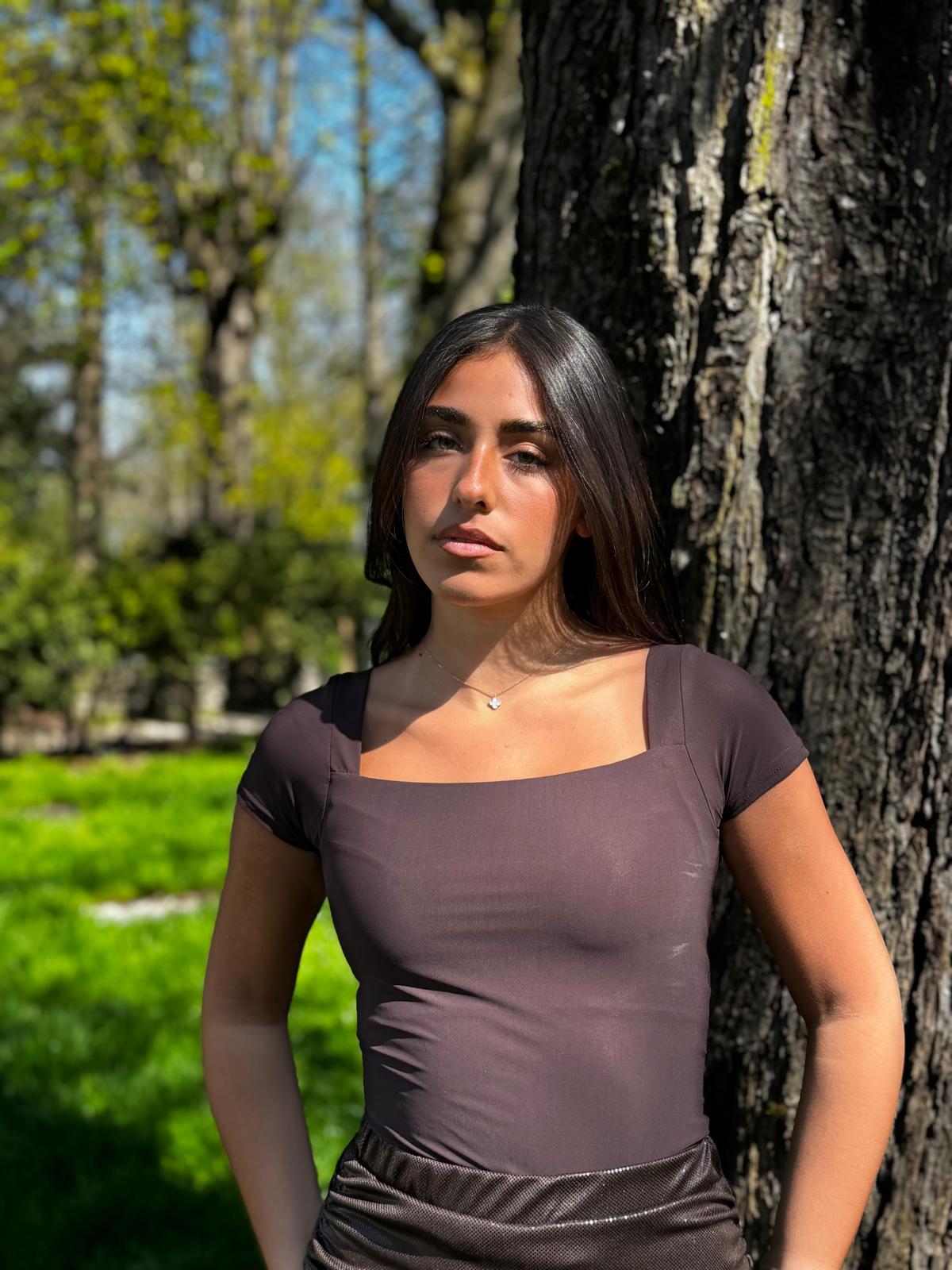 Body manche courte marron