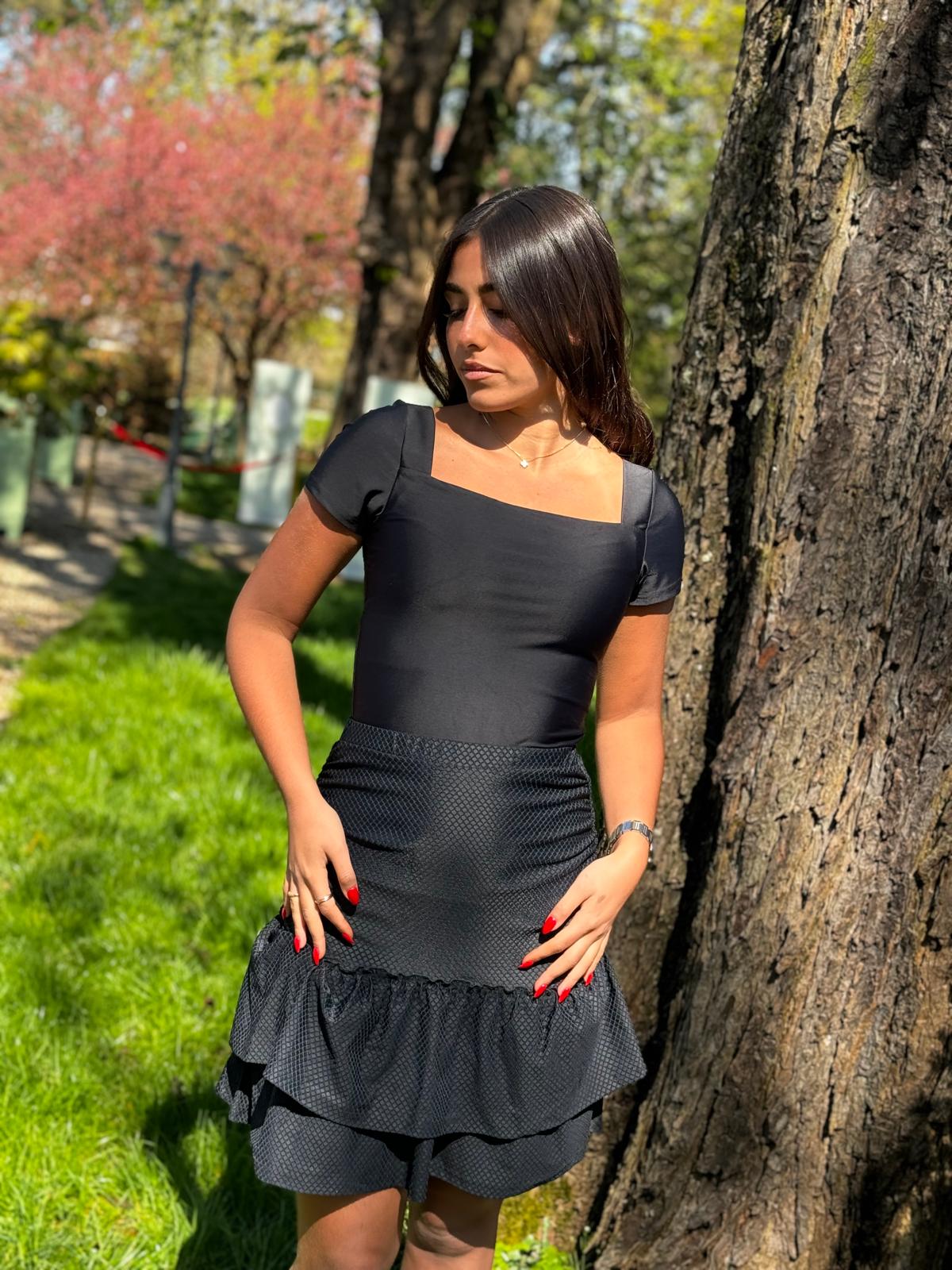 Body noir manche courte