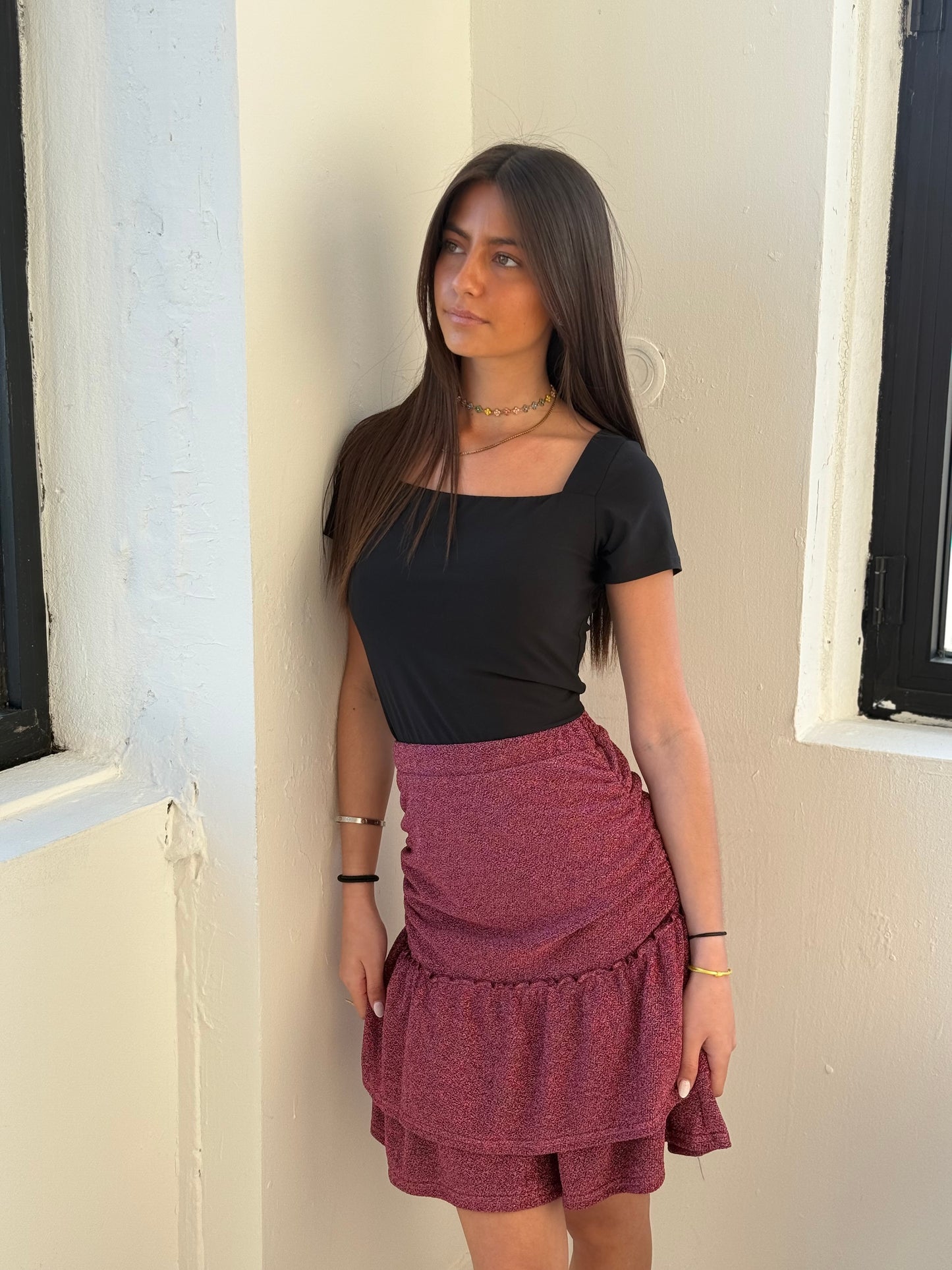 Jupe courte rose pailleté