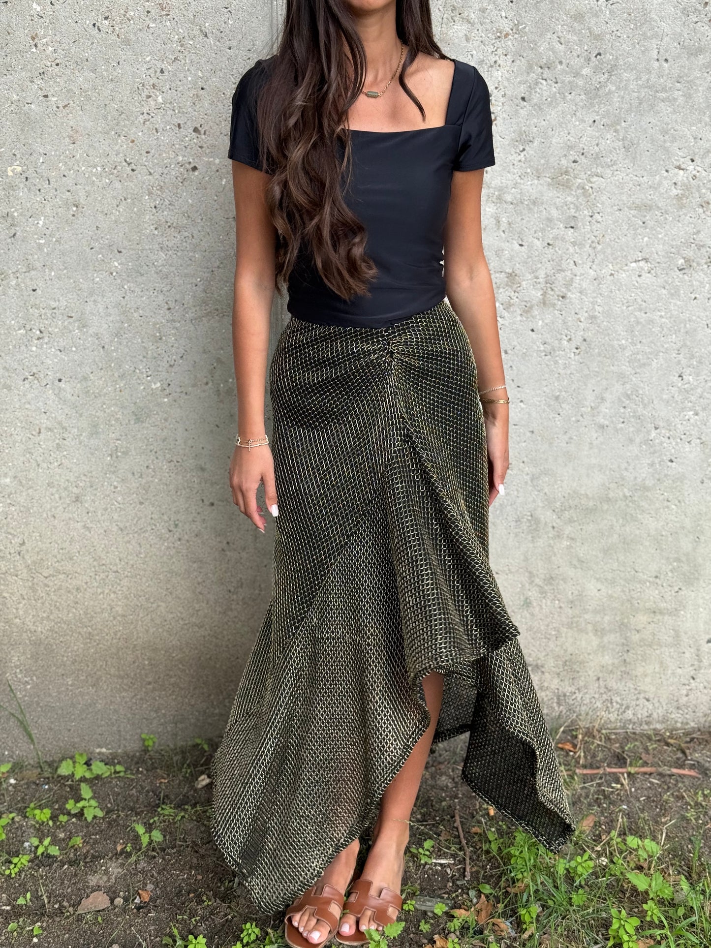 Jupe crochet noir doré