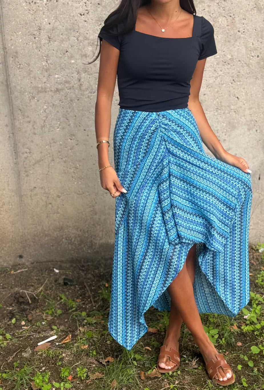 Jupe crochet bleu clair