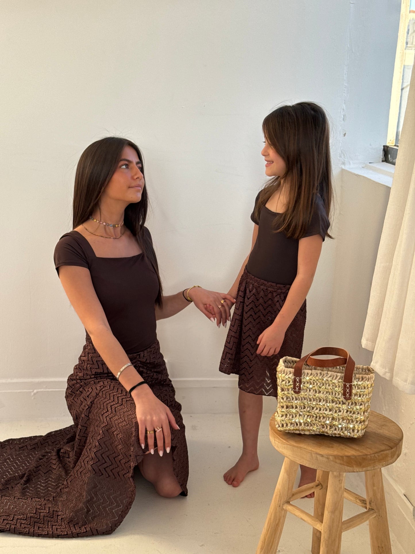 Jupe crochet marron