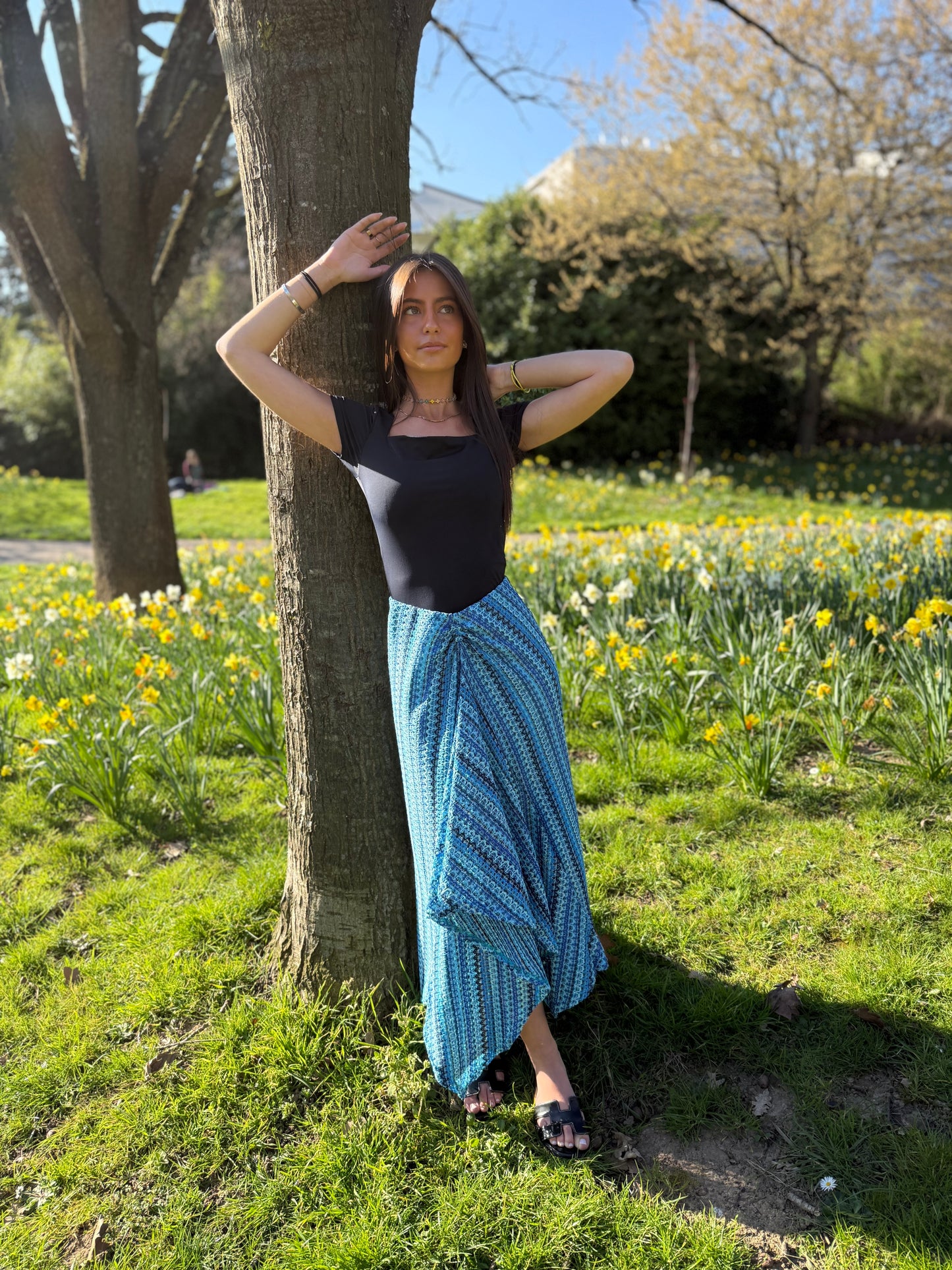 Jupe crochet bleu clair