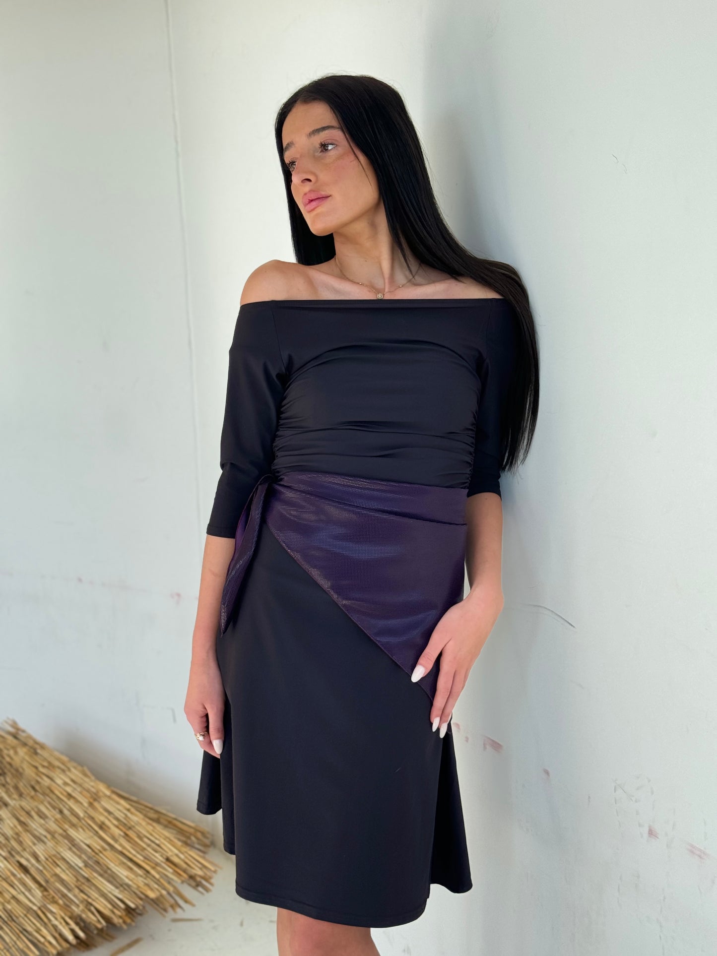 Robe plissée violette