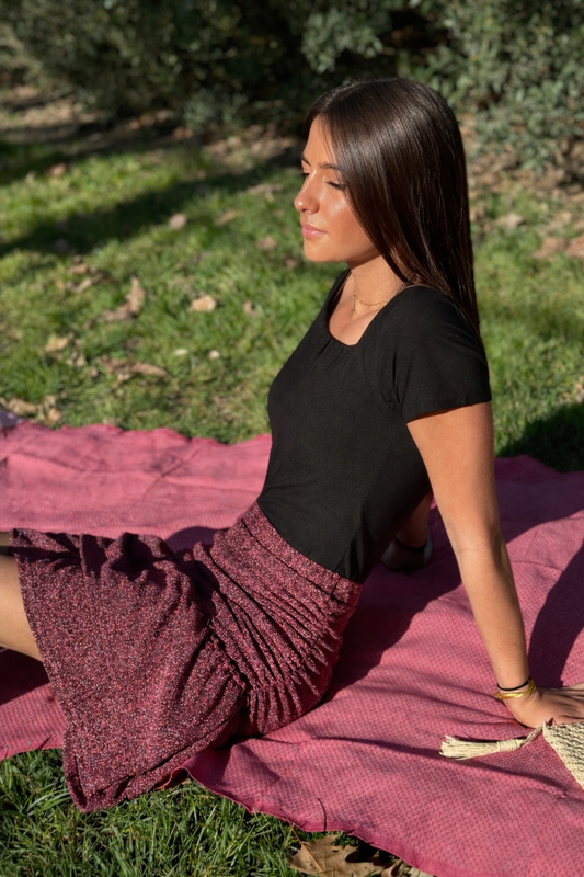 Jupe courte pailletée rose