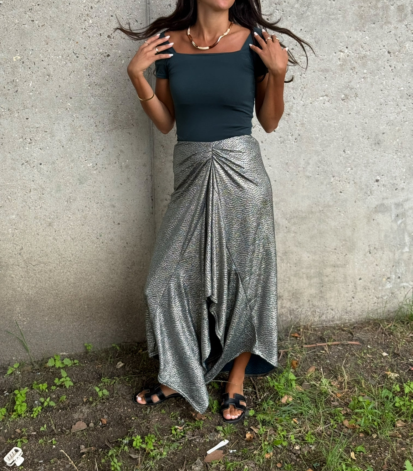 Jupe métallique irisé